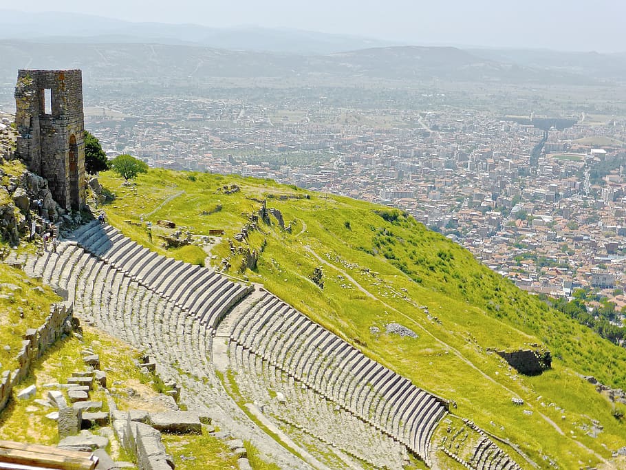 amphitheatre, bergama, turkey, pergamom, remains, landmark, amphitheater, ancient, steps, famous