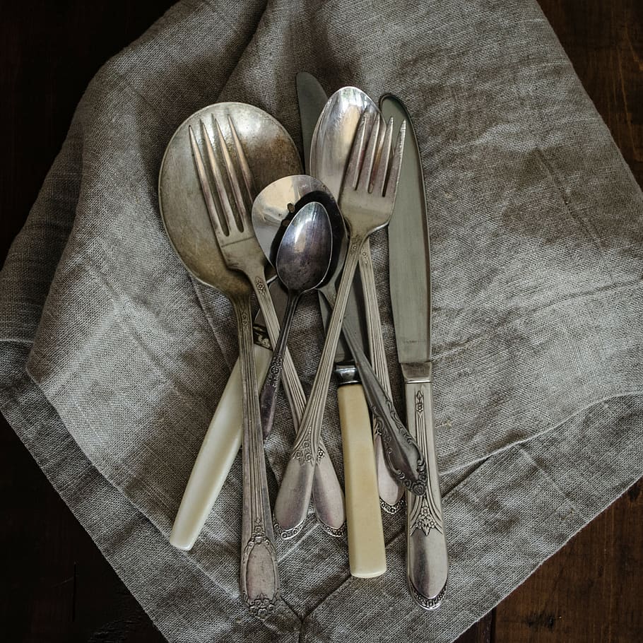 vintage, utensils, kitchen, spoon, cutlery, set, cooking, tableware, silverware, dining