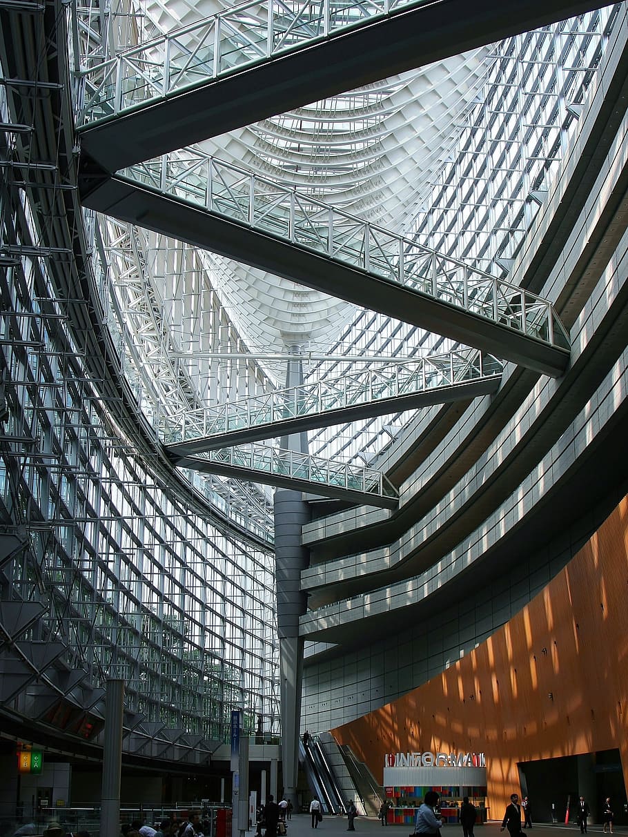 tokyo, international, forum, Tokyo International Forum, Glass, building, bridge, concert hall, events hall, conference room