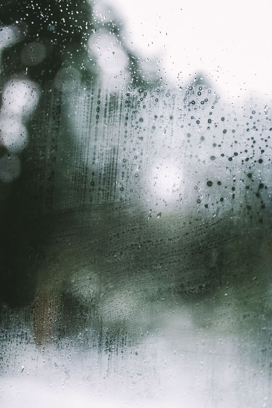 hujan, basah, air, tetes, buram, bokeh, kaca - bahan, penurunan, jendela, jelas