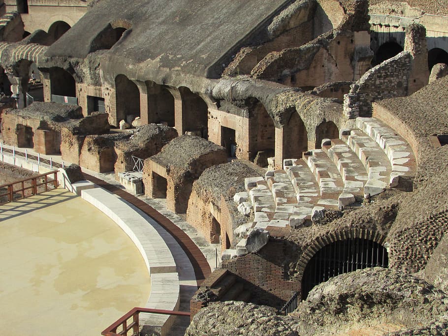colosseum, inside, rome, roma, italy, landmark, roman, arena, history, stone