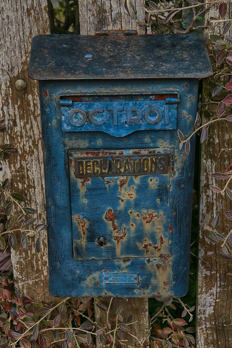 mail, boite-aux-lettres, letters, factor, metal, blue, former, vintage, retro, box