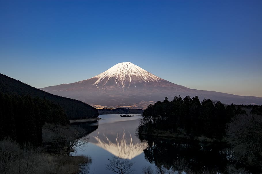 fotografia de paisagem, mt., fuji, mt fuji, lago tanuki, japão, montanha, paisagem, céu, montanhas do japão