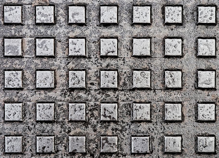 square gray frame, metal, grunge, cover, plate, square, array, grid, old, retro