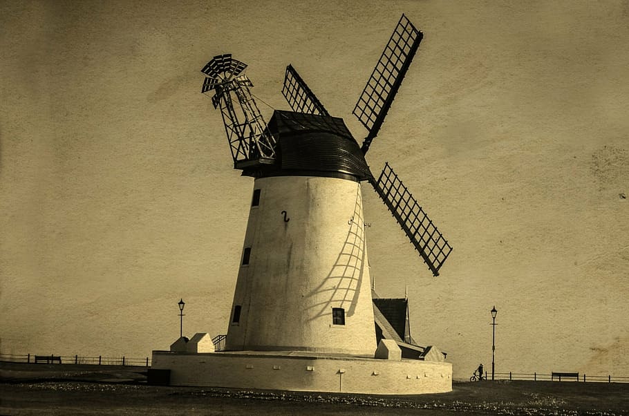 white, windmill, shore, agriculture, alternative, beautiful, building, culture, development, energy