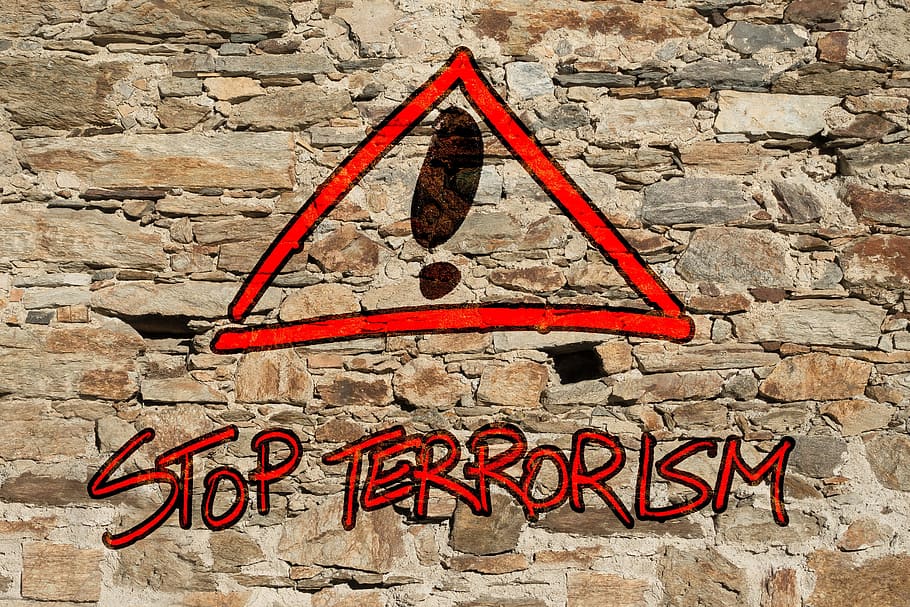 detener el terrorismo graffiti, terrorismo, terroristas, terror, violento, destrucción, crimen, tragedia, víctimas, simpatía