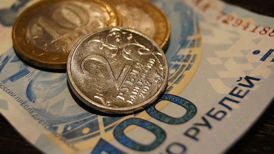 rubel, koin, uang, mata uang, tagihan, keuangan, bisnis, kekayaan, perbankan, mata uang kertas