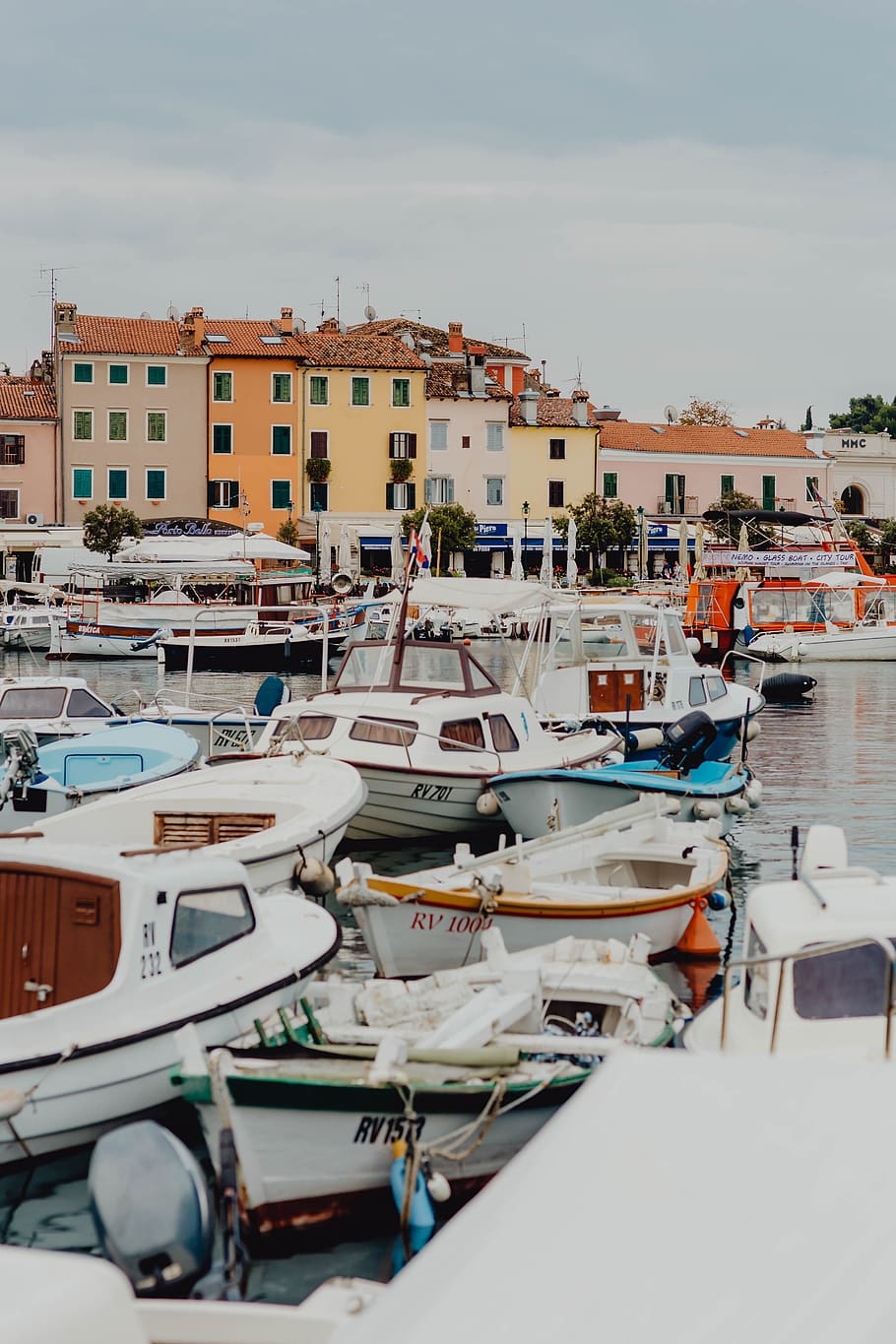 mediterráneo, pueblo, ciudad, turismo, verano, visita, pequeño, Rovinj, Croacia, embarcación náutica