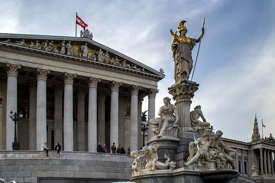 Vienna, Austria, Monument, Parliament, vienna, austria, architecture, famous Place, statue, europe, building Exterior