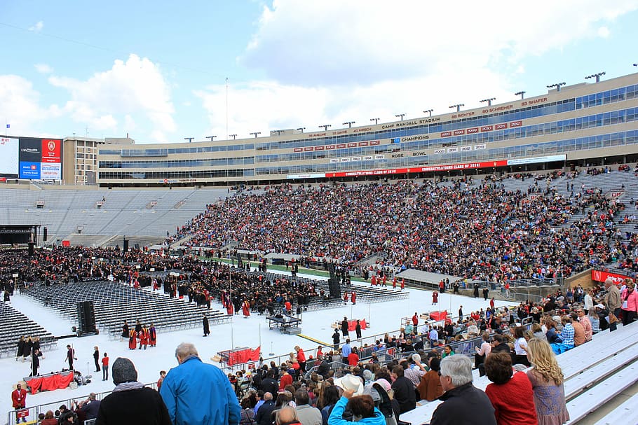 side, stadium, madison, wisconsin, One, Madison, Wisconsin, graduation, people, crowd, large Group Of People