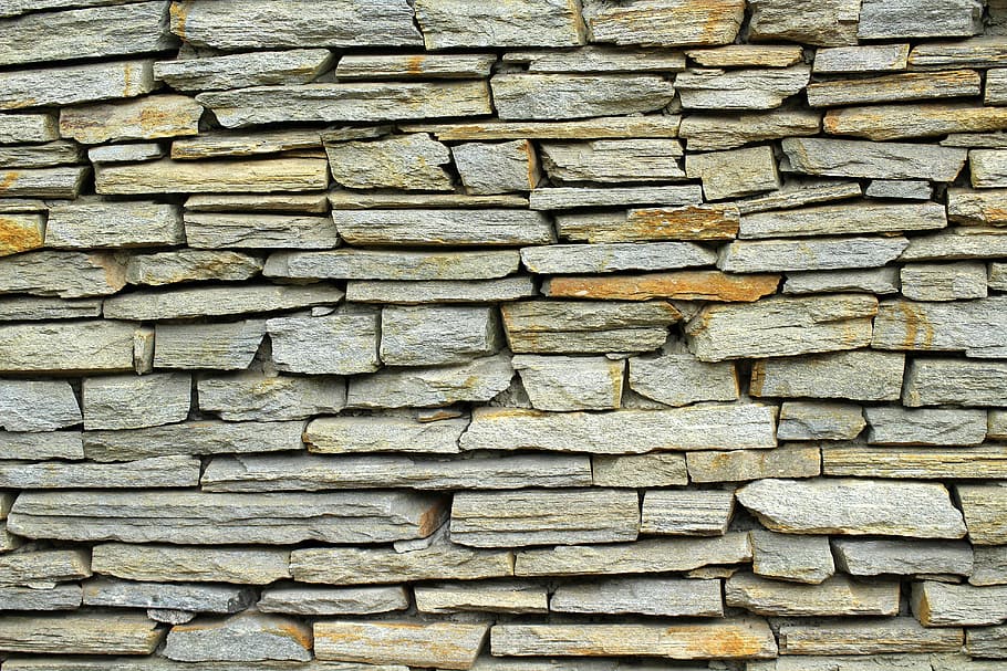 灰色のレンガの壁, デュシア湖, ファサード, 壁, 背景, テクスチャ, 構造, 石, フルフレーム, 構築された構造