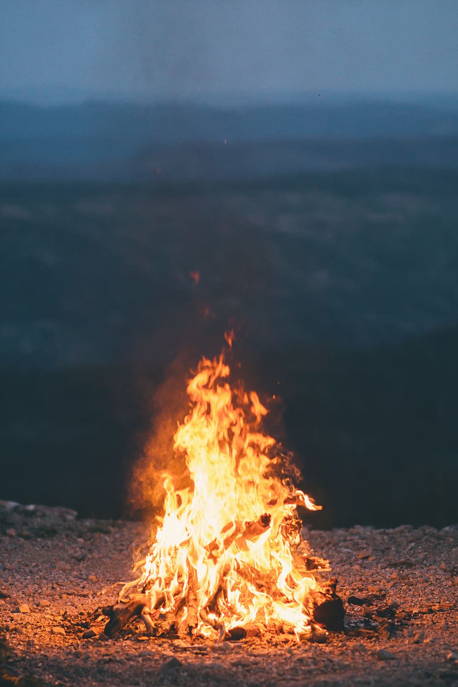 bonfire during nighttime, fire, flame, burn, bonfire, campfire, dark, night, camping, light