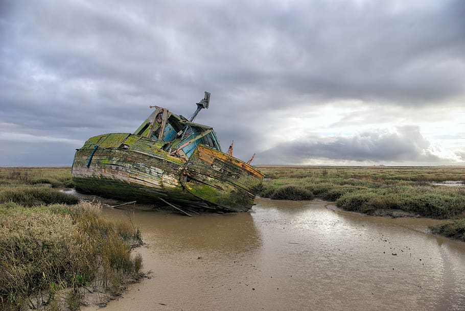 wreck, boat, ship, old, shipwreck, nature, landscape, fishing, abandoned, ocean