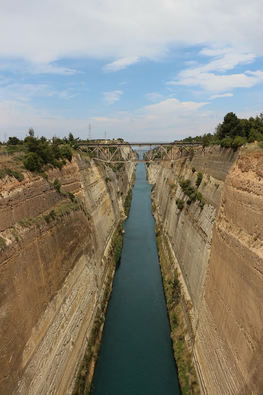 corinth, channel, corinth canal, waterway, greece, ships, sky, cloud - sky, nature, day