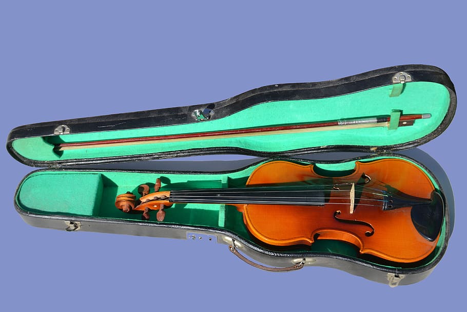 marrom, violino, ilustração de caso, instrumento musical, música, instrumento, musical, clássico, corda, performance