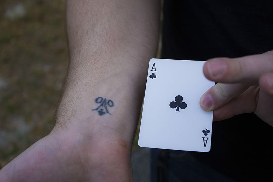 Ace, Card, Tattoo, Poker, Fortune, black, chance, club, design, human body part - Pxfuel