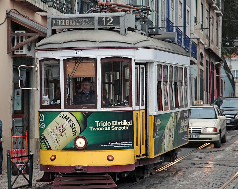 lisbon, lisboa, tram, portugal, transport, means of transport, historically, old town, capital, cable Car