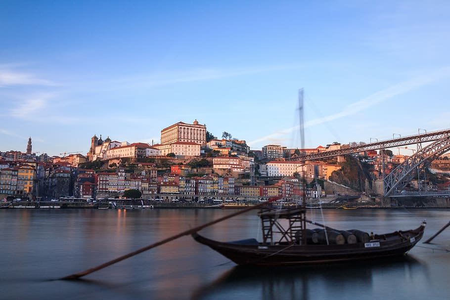 porto, portugal, river, douro, sunset, city, tourist, night, boat, boats
