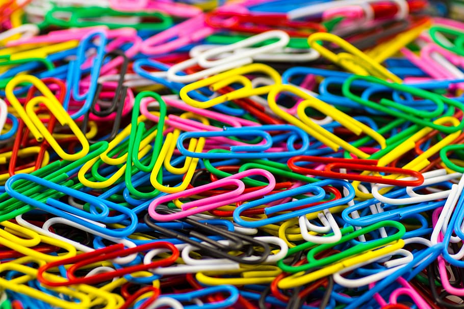 macro photography, paper clip lot, paperclip, clip, office, office accessories, color, colorful, background, texture