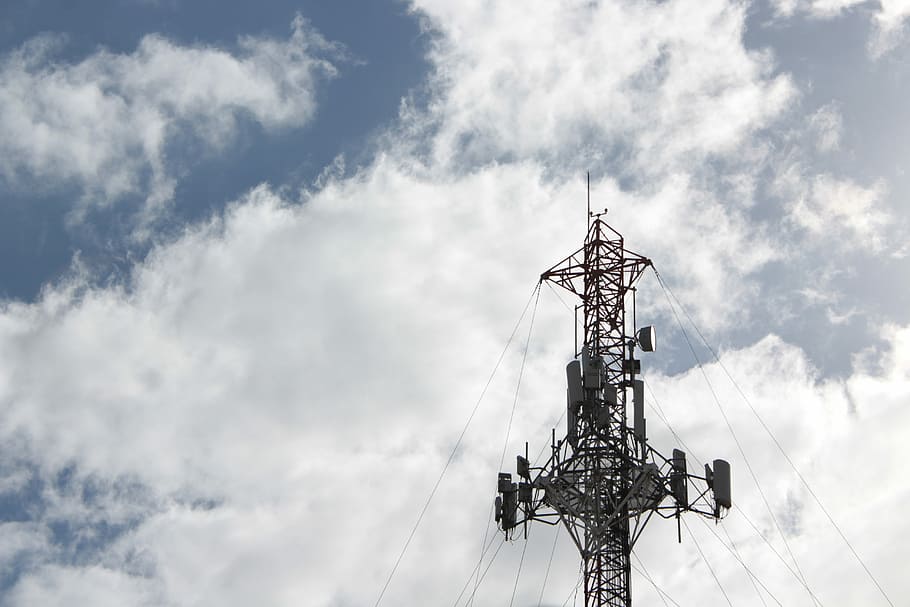 Torre, Antena, Celular, Comunicações, estrutura, céu, nuvens, conectividade, nuvem - céu, vista de ângulo baixo