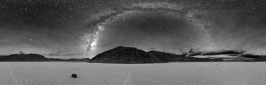 Pemandangan 360 derajat astrophotografi, lembah kematian, nasional, taman, 360 derajat, astrofotografi, pemandangan, Racetrack Playa, Taman Nasional Death Valley, Nevada