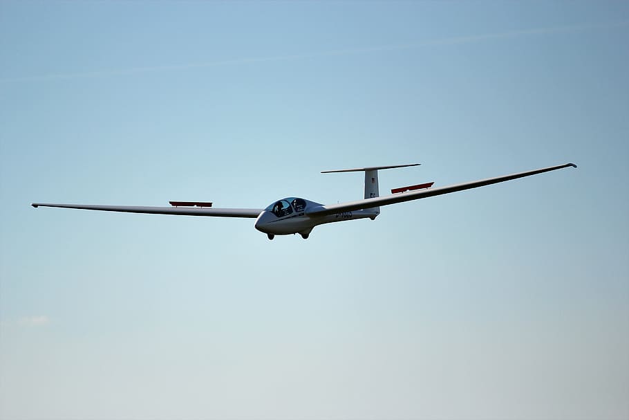 Landing, Glider, Glide, Thermals, air sports, flying, airplane, clear sky, transportation, air vehicle