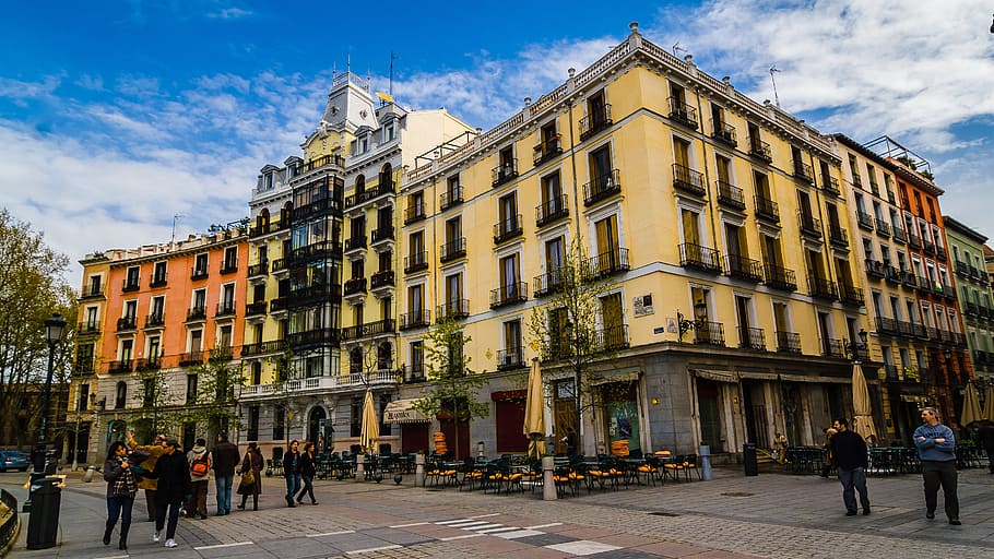 madrid, plaza east, urban, city, capital, downtown, architecture, plaza, buildings, cities