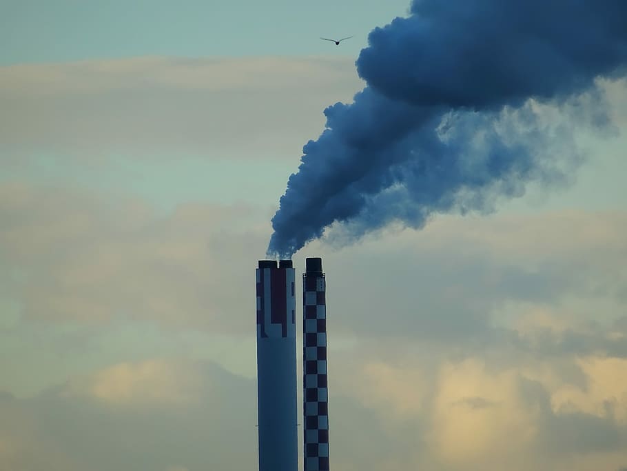 industrial chimiea, Smoke, Factory, Industry, Chimney, power plant, pollution, exhaust gases, smog, clouds