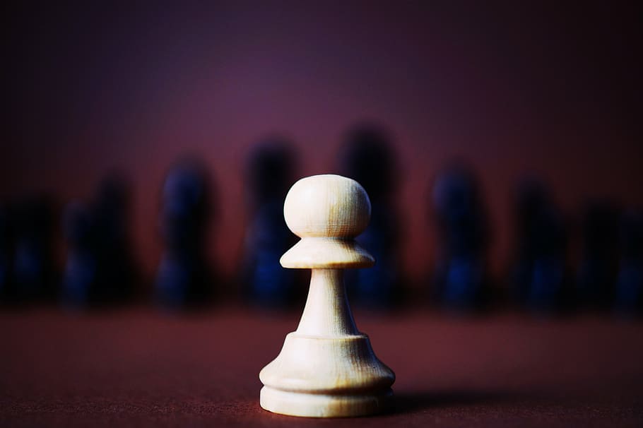 foto close-up, bidak catur, bidak, catur, permainan, hitam, putih, pion, olahraga, strategi