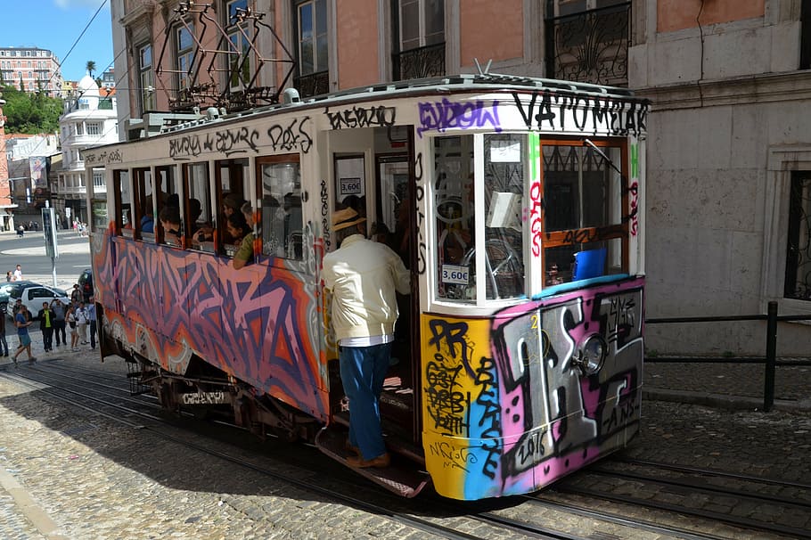 tram, lisbon, portugal, old town, means of transport, transport, historically, traffic, seemed, architecture