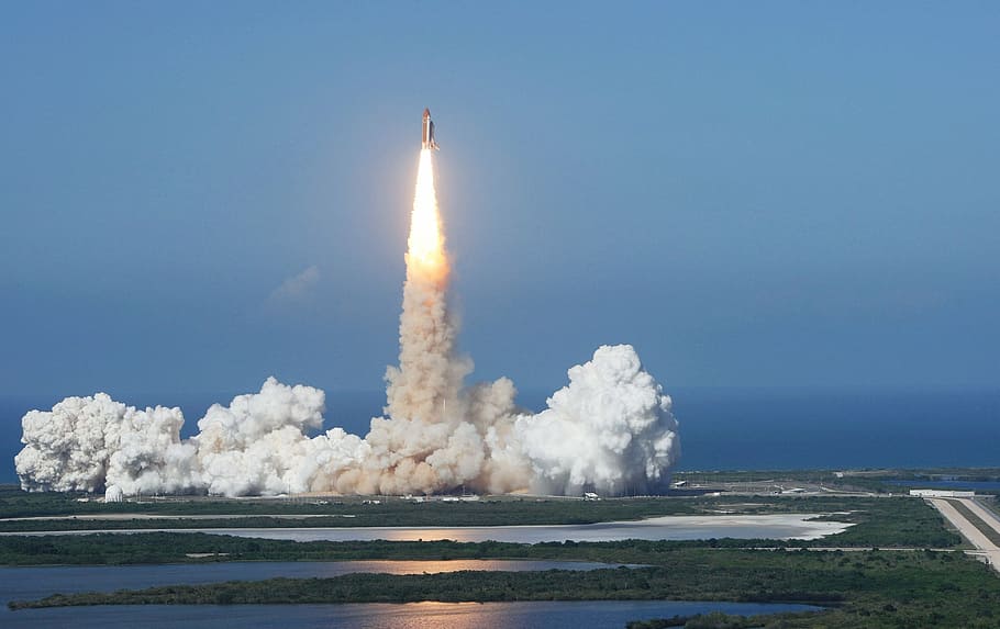 time lapse photography, rocket, launch, discovery space shuttle, mission, astronauts, liftoff, rockets, spacecraft, sky