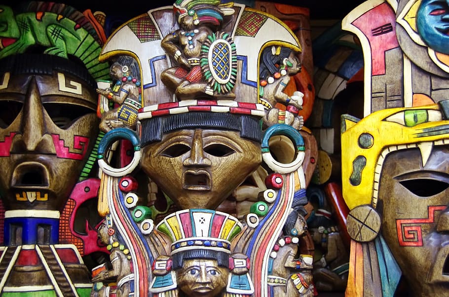 멕시코, 마스크, 예술, 장식, 문화, 마 야, 공예, 다색, 표현, 예술과 공예