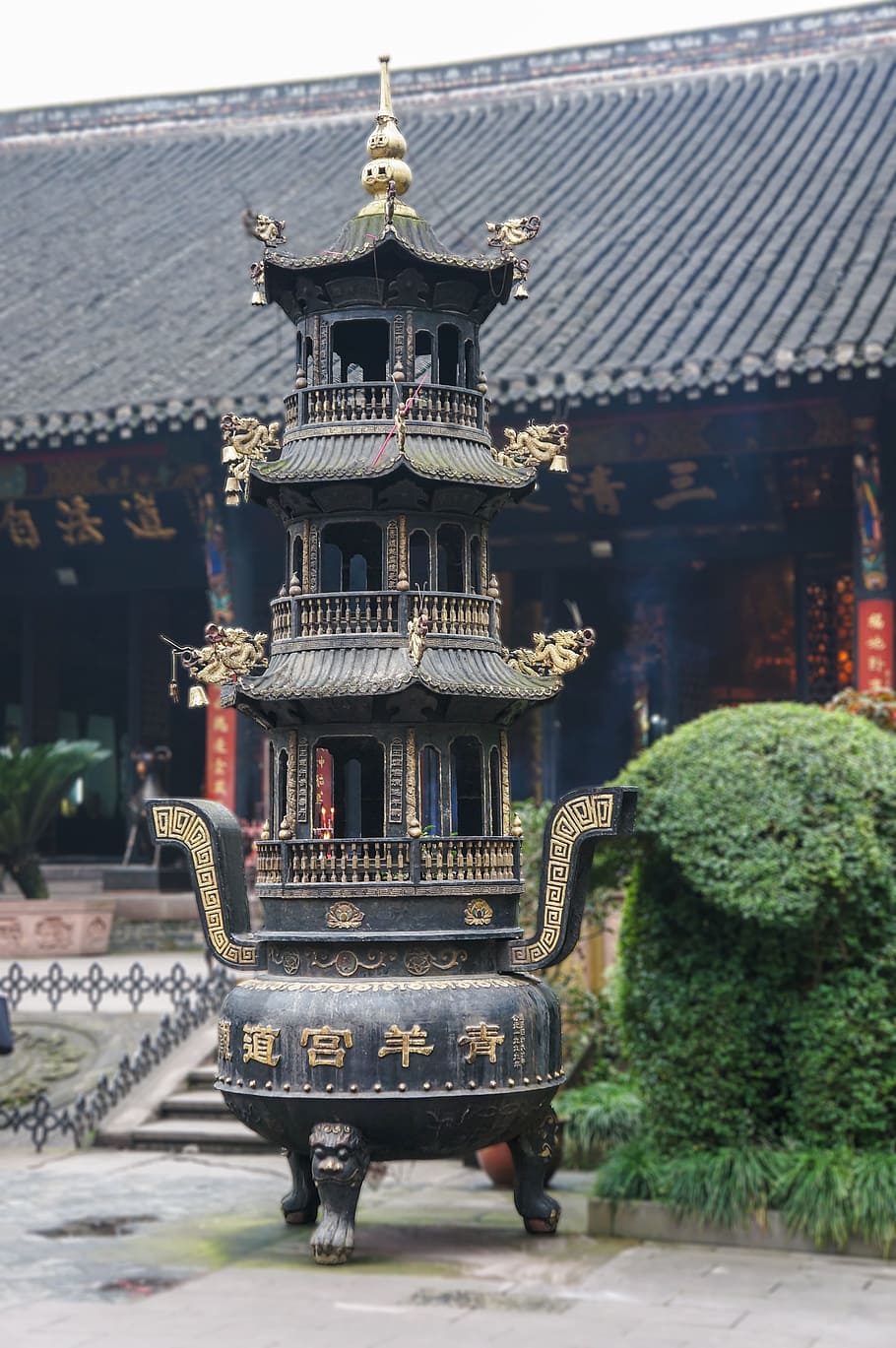 china, chengdu, taoist temple, built structure, architecture, building exterior, building, belief, religion, place of worship