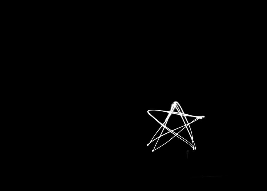 forma de estrella, oscuro, noche, negro, blanco, luces, blanco y negro, estrella, espacio de copia, foto de estudio