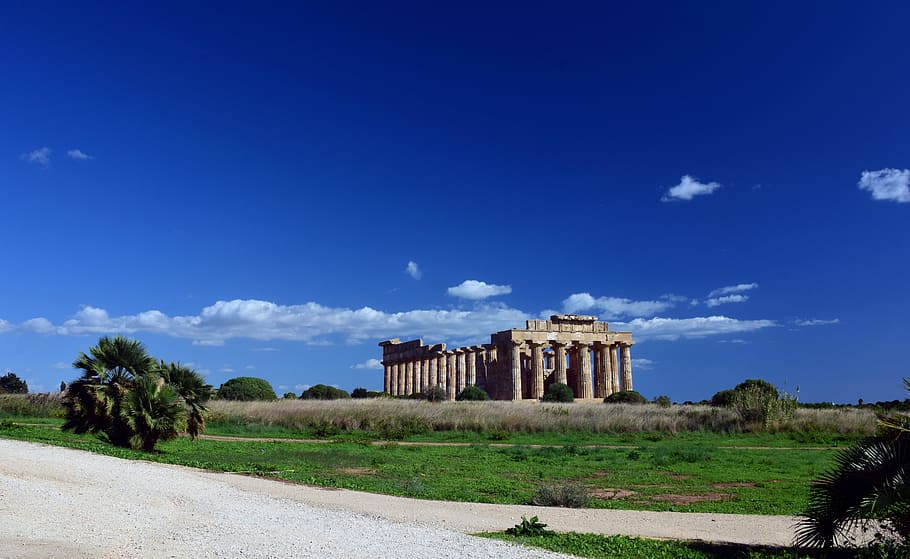 pathernon, surrounding, trees, temple, greek, ruin, places of interest, ancient times, antiquity, sicily