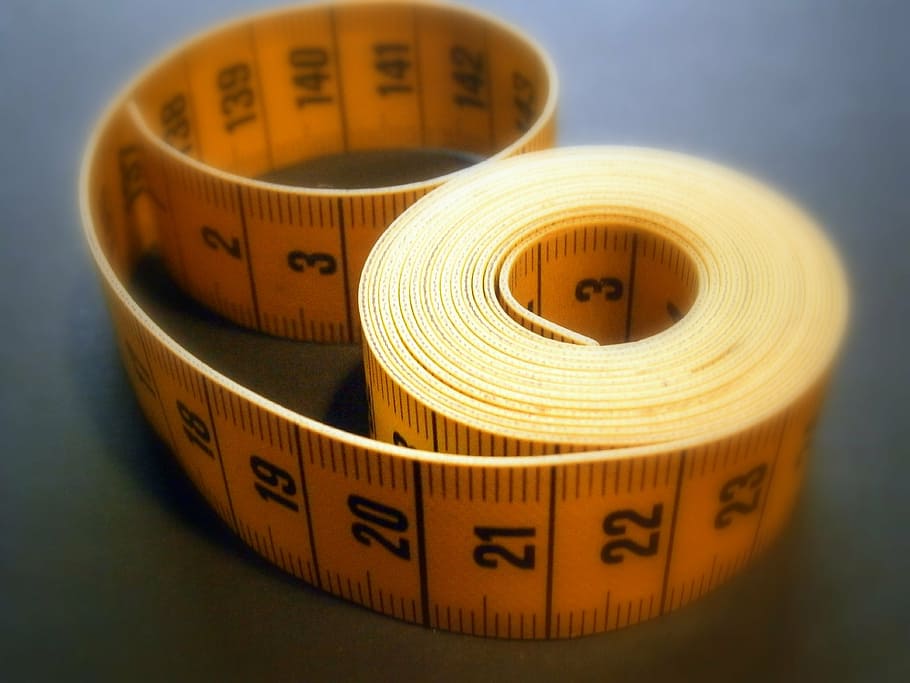 yellow, black, tape measure, measure, take measurements, number, digit, coiled, centimeters, exactly