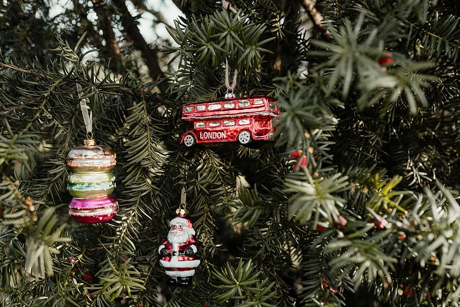 Bolas de Natal, decorações, árvore de natal, dezembro, Engraçado, Natal, árvore, celebração, decoração de natal, feriado