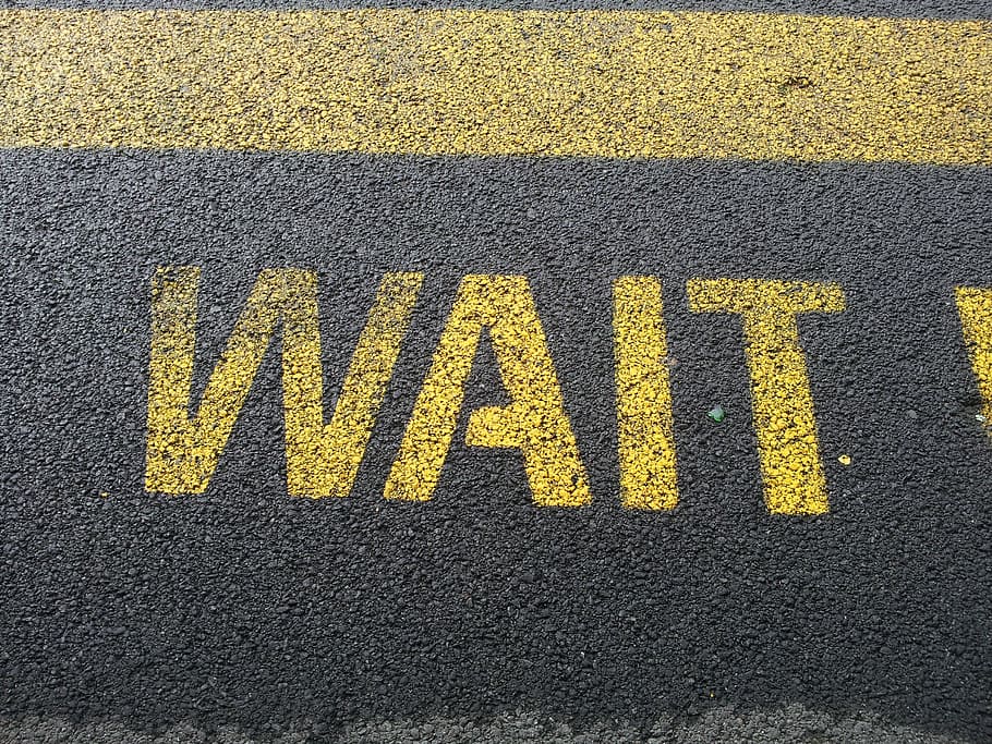 wait, sign, waiting, icon, stop, road, western script, communication, yellow, text