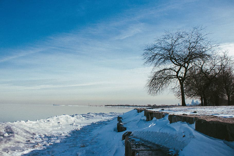 neve, coberto, terra, azul, céu, paisagem, fotografia, superfície, próximo, corpo