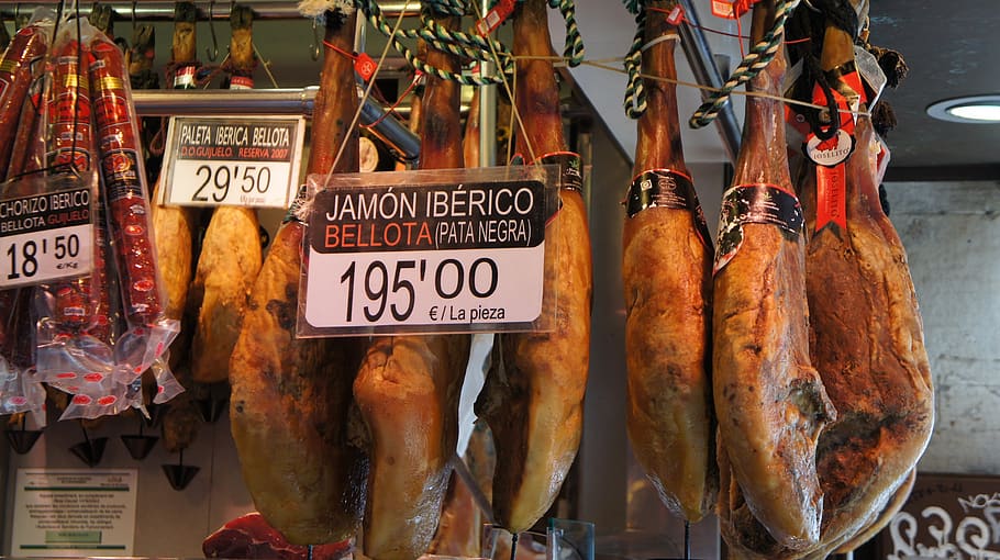 barcelona, market, ham, farmers local market, eat, mediterranean, market hall, spain, delicious, fresh