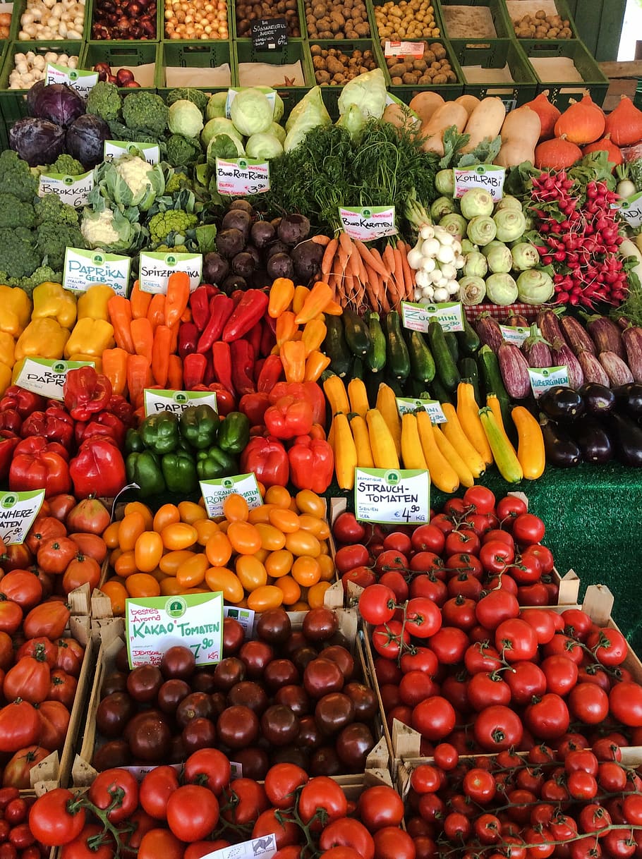 pasar, sayur-sayuran, sehat, laut tengah, tomat, pembelian, makanan, paprika, penjualan, selera