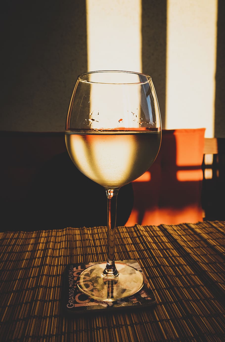 glass, wine, white wine, glass of wine, drink, sunset, alcohol, balcony, table, still life