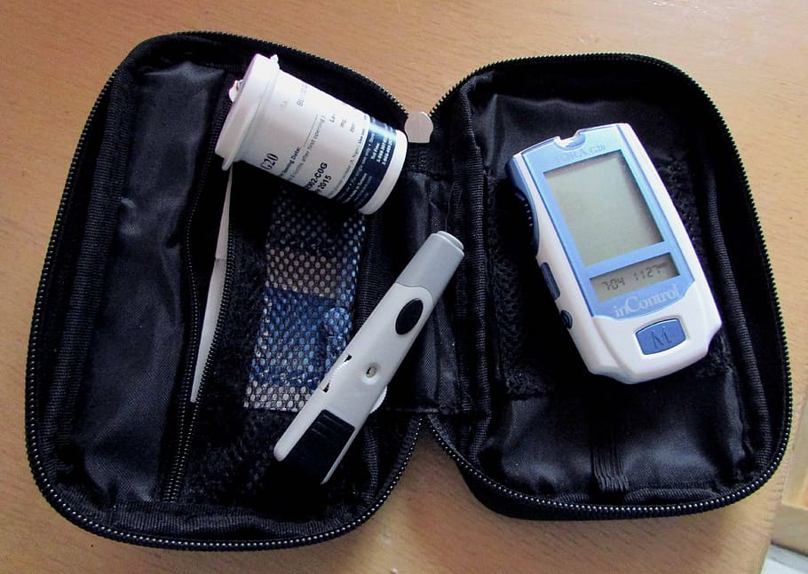 branco, azul, digital, pressão arterial, monitor, preto, pouchj, diabetes, diabético, sangue