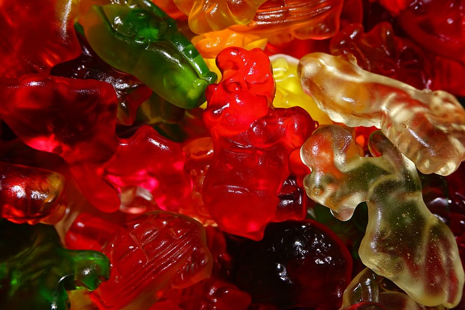 gummibärchen, fruit jelly, fruit jelly mix, haribo, gummi bears, colorful, sweetness, brand, nibble, unhealthy