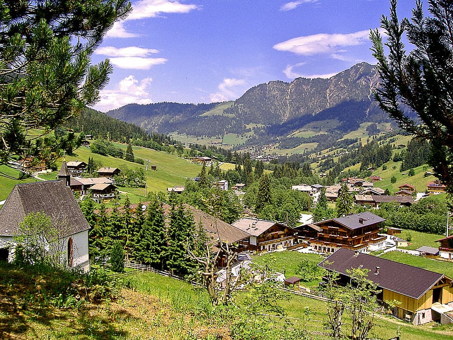 tyrol, alpbach valley, inneralpbach, panorama, view, alpine, farms, inns, hotels, chapel