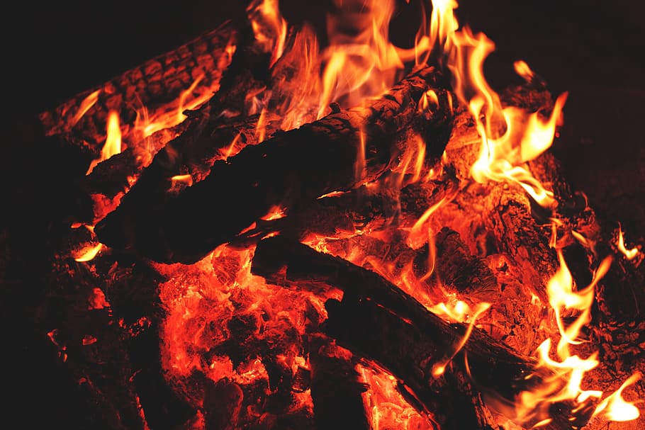 wood on, open, fire, Burning, wood, open fire, various, fire - Natural Phenomenon, flame, heat - Temperature