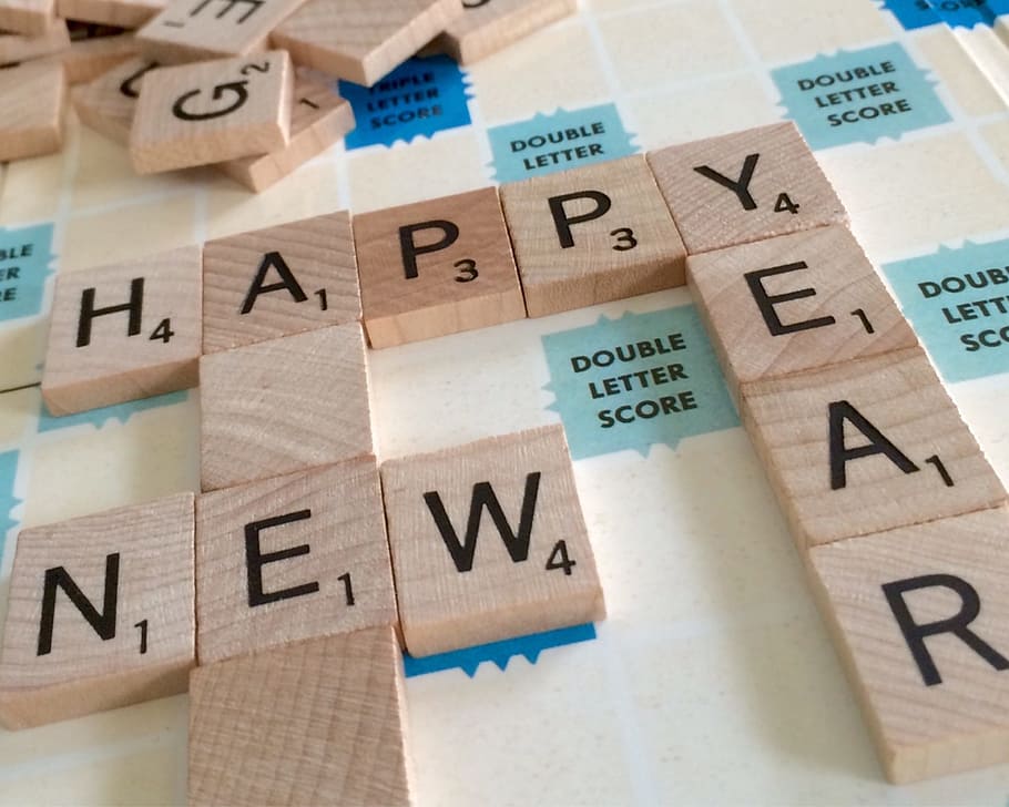 brown, scrabble blocks, happy, new, year, new year, celebration, 2015, season, party