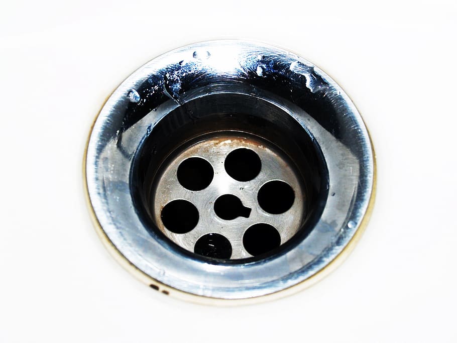round gray drainage, drain, cleaning, water, sink, steel, stainless, kitchen, household, home