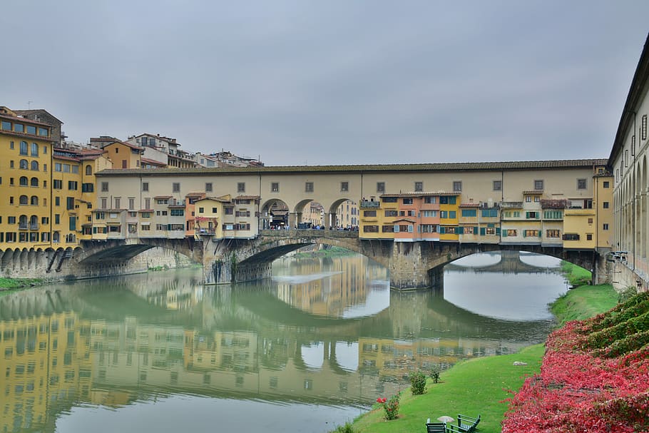 Florence, Italy, Pont, Vecchio, florence, italy, pont d vecchio, bridge - man made structure, architecture, reflection, connection