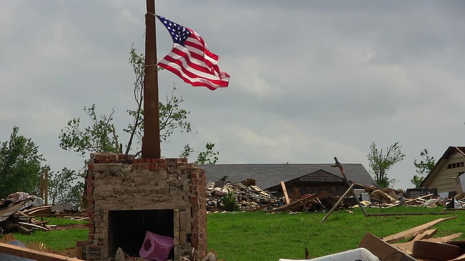 kami, bendera Amerika, puncak, platform batu, tornado, penghancuran, bendera, amerika, angin puting beliung, bencana